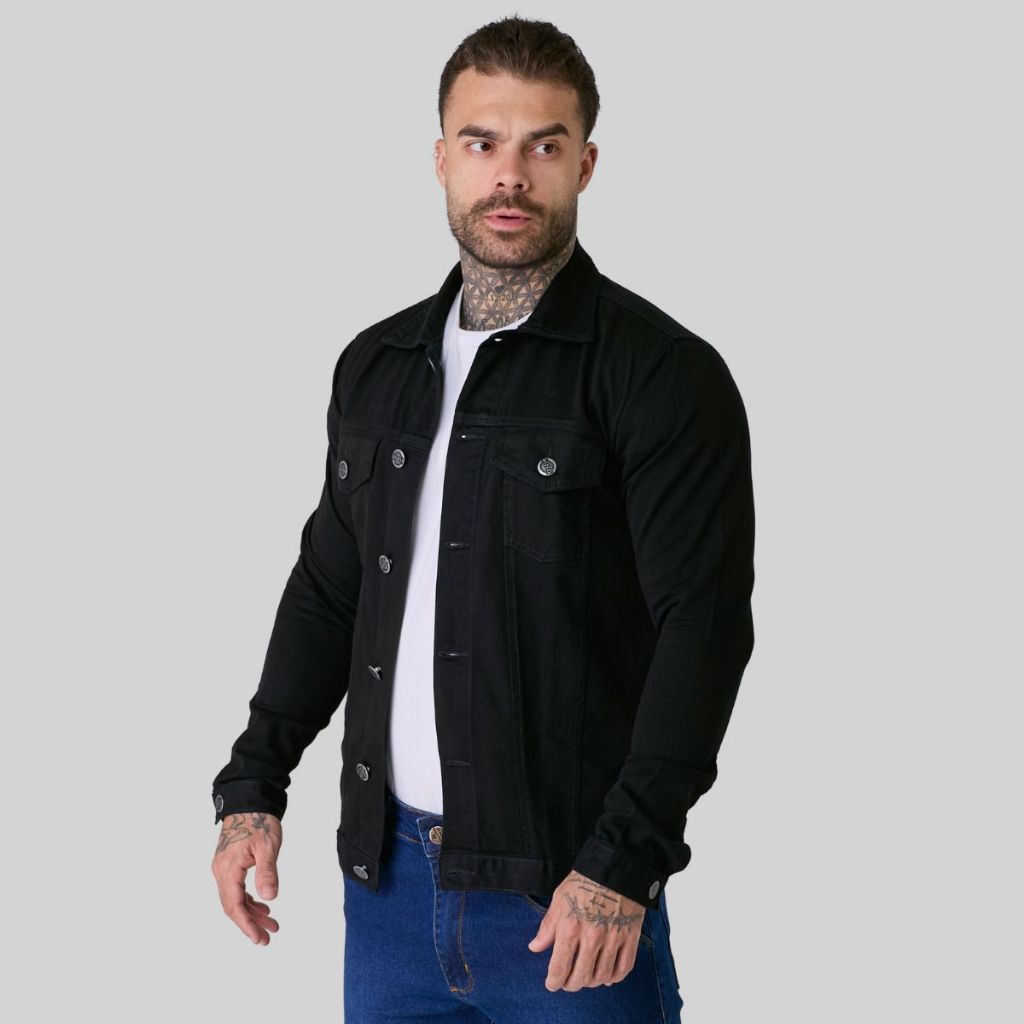 Jaqueta Masculina Preta Plus Size Tam 48 até 54