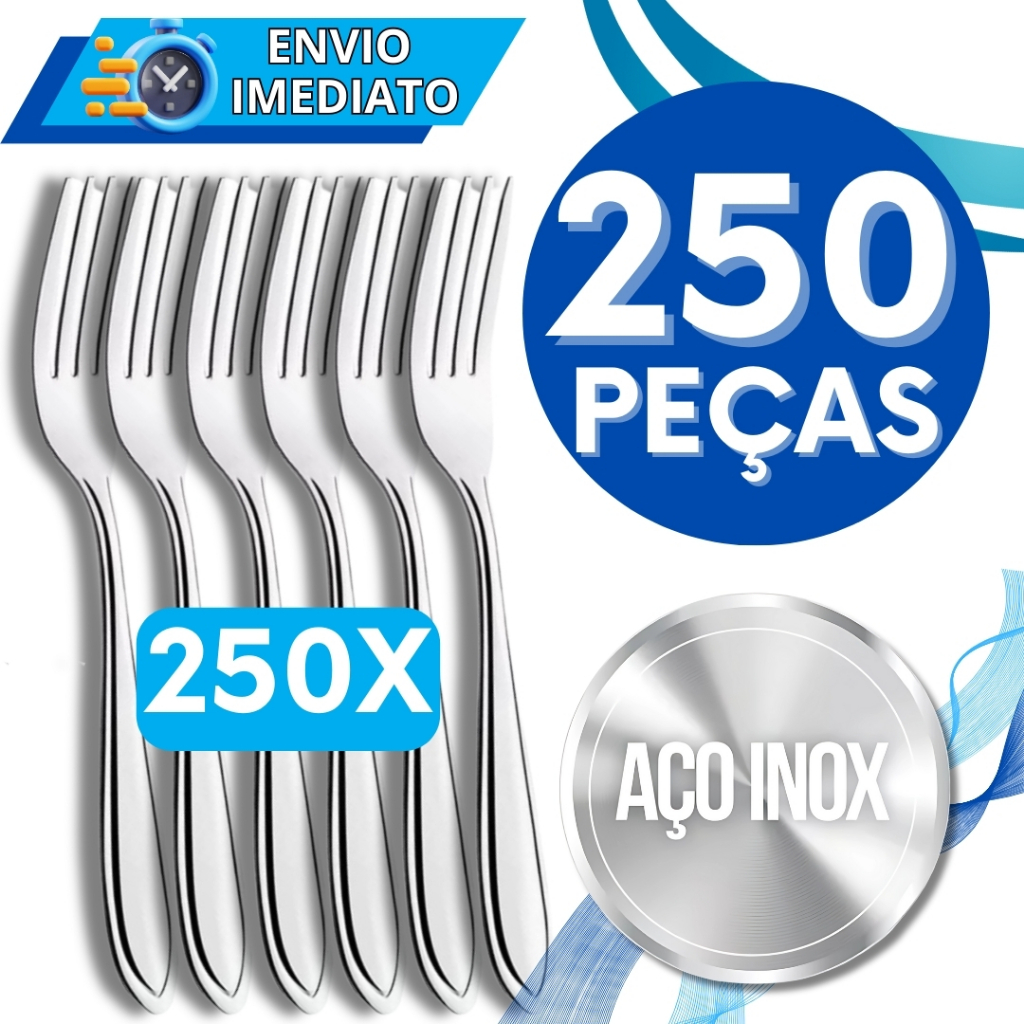 KIT Conjunto 250 Garfo Para Sobremesas Talher Aço Inox Luxo Reutilizável Faqueiro Para Casa Restaurante Buffet Bar Doces