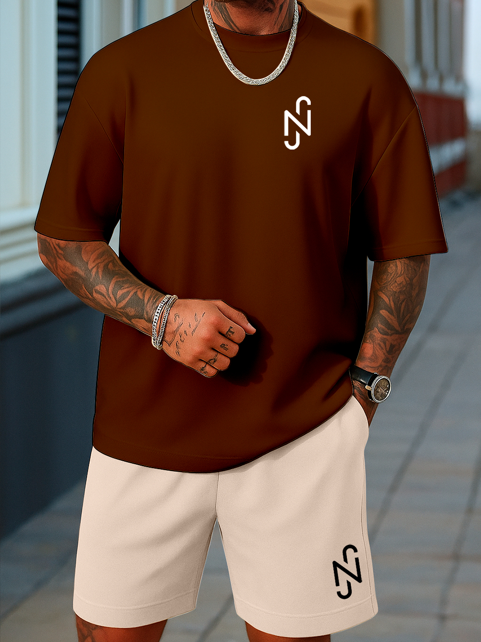 Conjunto Masculino Camiseta e Bermuda NJR 100% Algodão Estiloso Neymar Diversas Cores