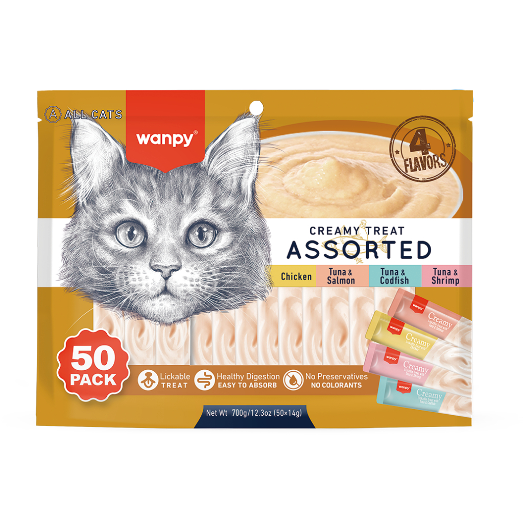 Creamy Wanpy Petisco Cremoso Para Gatos 14gx50 Tubos 700g Sabor Sortidos Truly em Oferta na Shopee