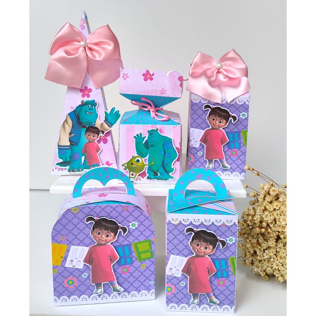 Kit Festa Infantil-Pegue e Monte- Caixinhas Personalizadas Monstros SA- Lembrancinhas- Aniversário
