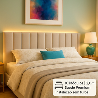 Cabeceira de Cama Casal King Queen Estofada Modulada 2,00X45cm - Luxo Cama Quarto Casa em Oferta na Shopee