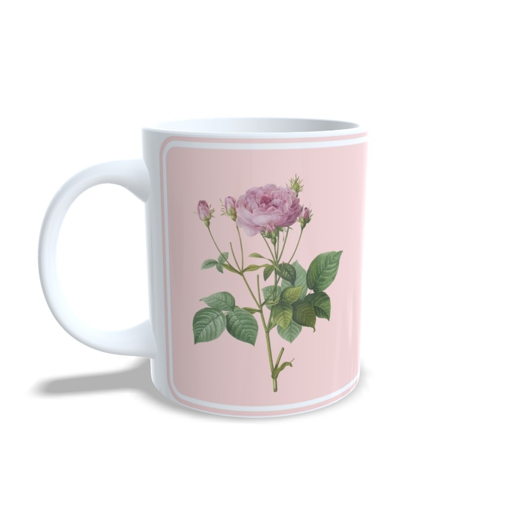 Caneca Rosa de Sarom Rosa Isaías 35:1 325ml Porcelana – Esperança Que Floresce na Fé