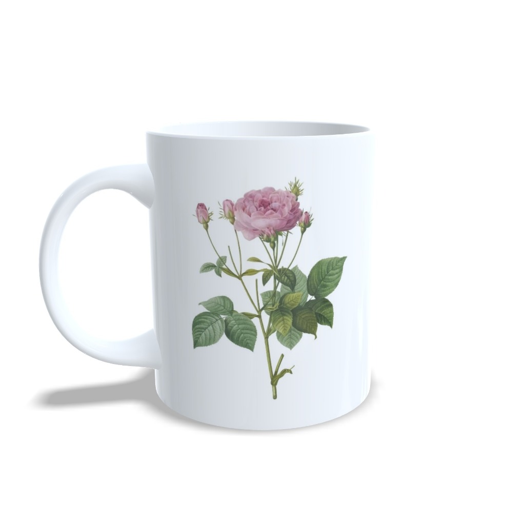 Caneca Rosa de Sarom Branca Isaías 35:1 325ml Porcelana – Fé e Esperança que Florescem