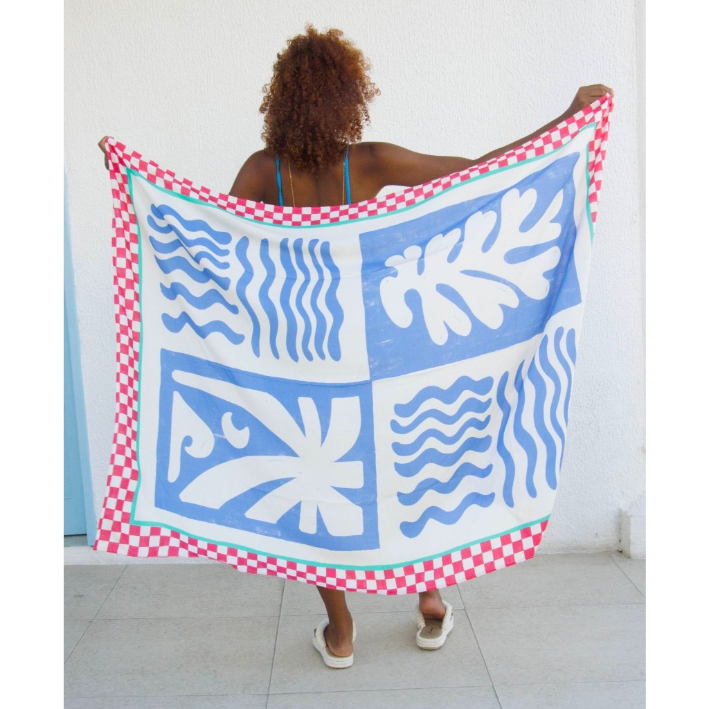 CANGA SAIDA DE PRAIA VISCOSE ESTAMPA AQUARIUS