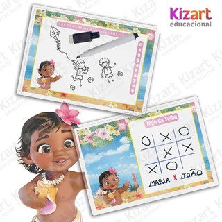 Lousa Mágica + Caneta Com Apagador Lembrancinha Festa Infantil Tema Moana Baby