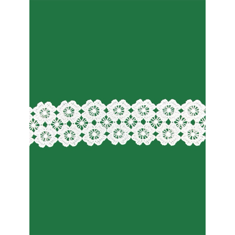 Renda Guipir Bordada Floral CHL-605 NYBC – 3,5 cm x 13,7 m – Branca