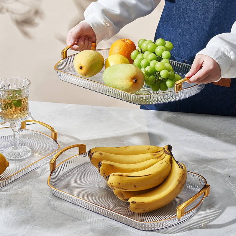 Bandeja Organizadora Decorativa Multiuso Para Servir Nórdica Com Alça e Detalhe em Dourado...