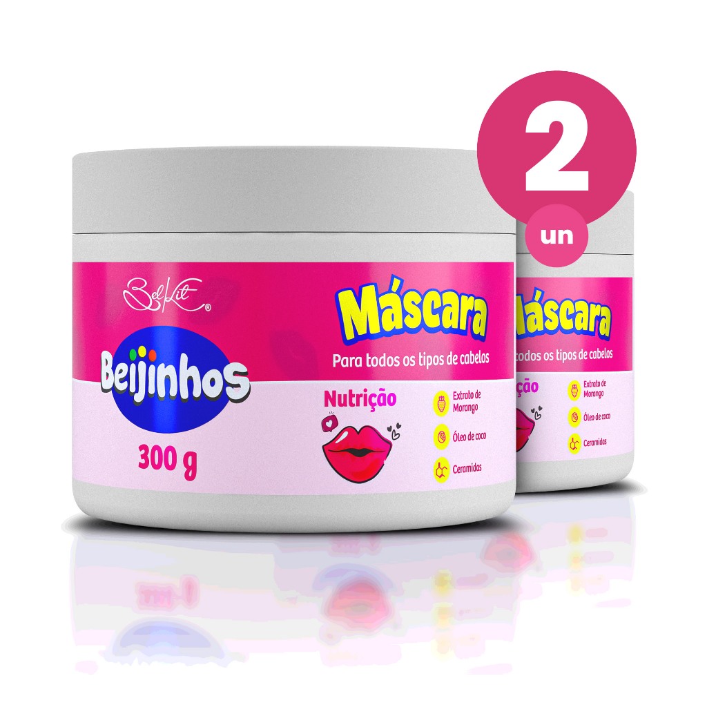 Kit 2 Máscara Capilar Hidratante Beijinhos 300g Belkit - Beauty