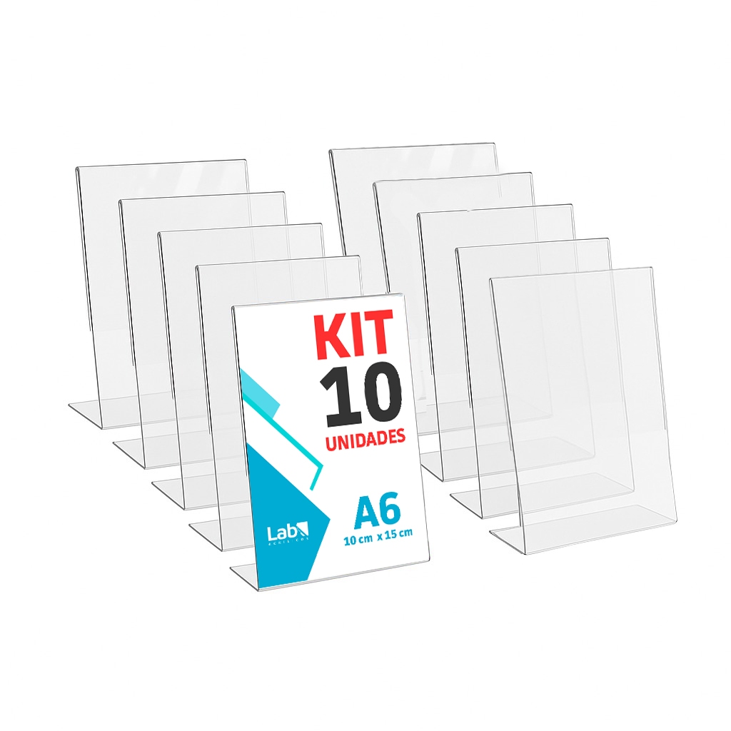 10 Suporte Display A6 L Expositor 10x15 Acrílico Placa Pix