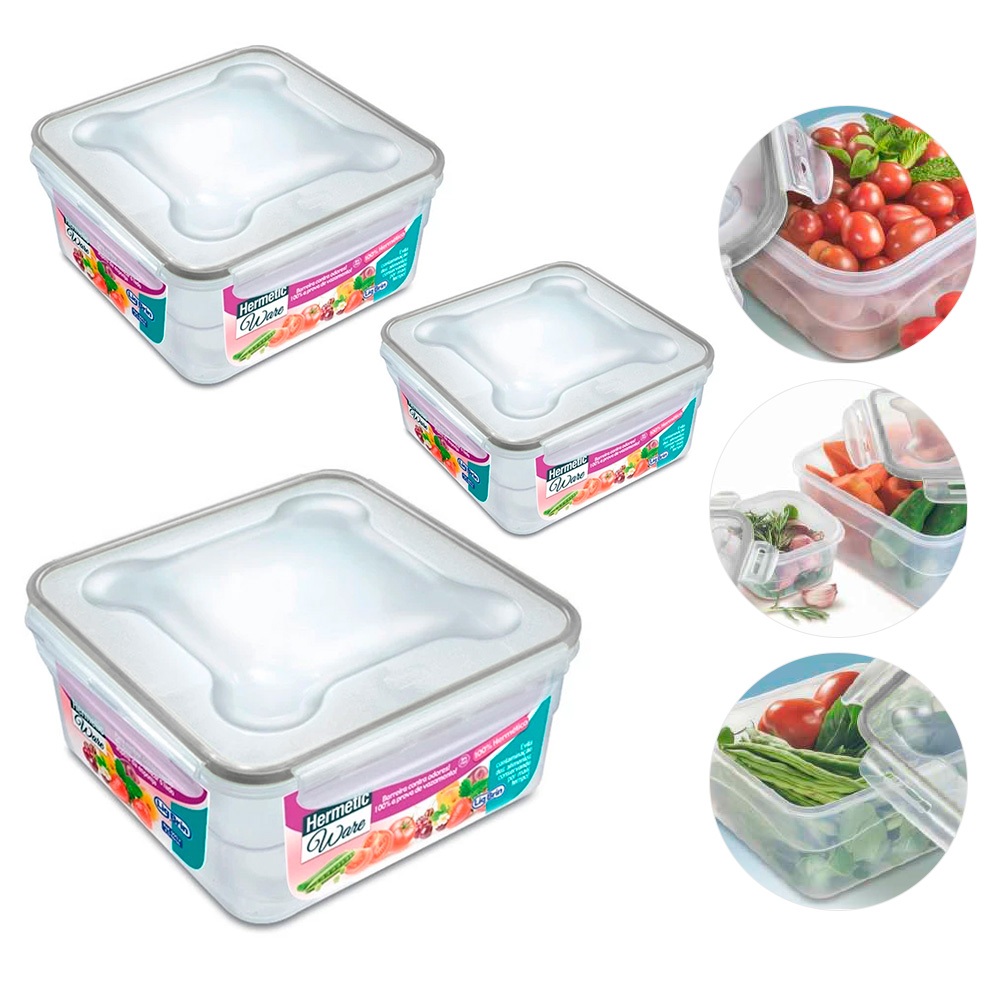 Pote Hermético Quadrado Ware Reforçado Lig Brin - Tampa com Travas e Vedação em Silicone em Oferta na Shopee