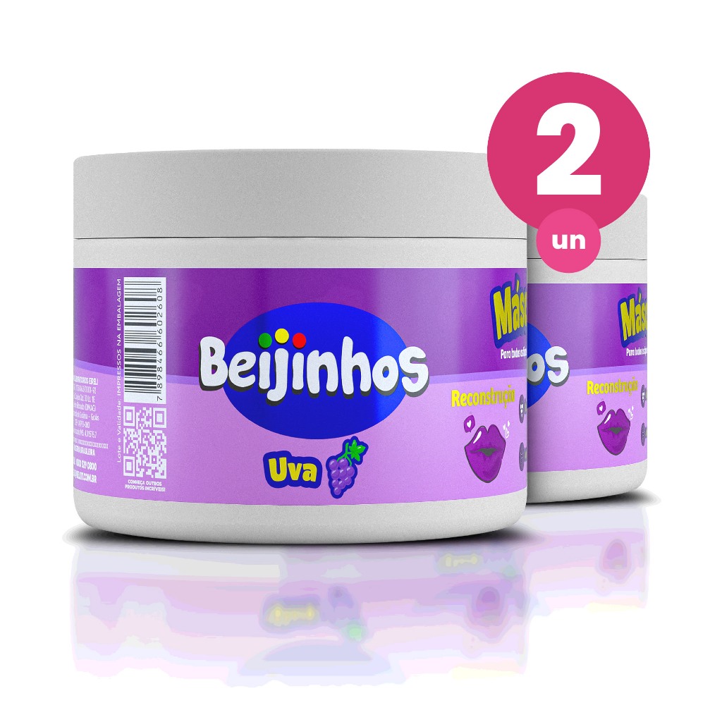 Kit 2 Máscara Capilar Hidratante Beijinhos Uva 300g Belkit em Oferta na Shopee
