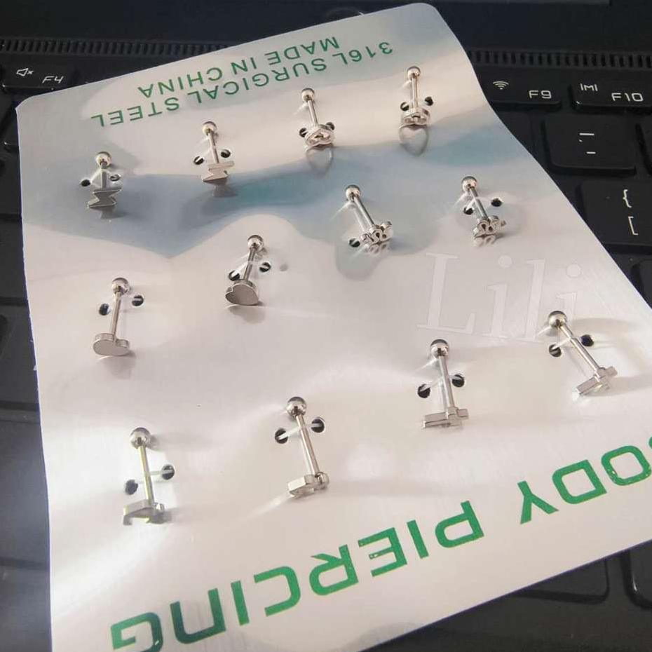 Kit 12 Piercing Sortidos Para Orelhas/ Tragus /Cartilagem