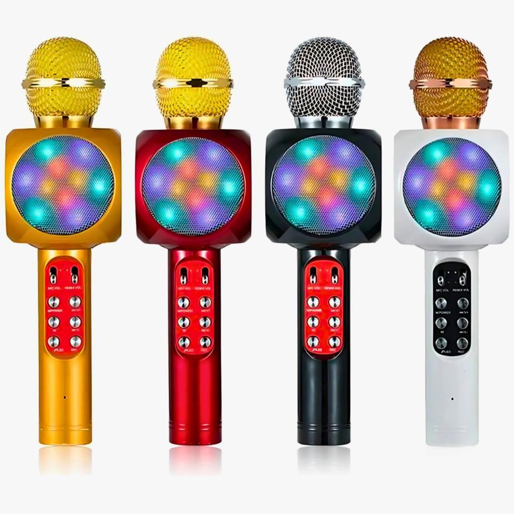 Microfone Karaokê Kids com LED Sem Fio Bluetooth Speaker para Criança Altomex A-915 com USB