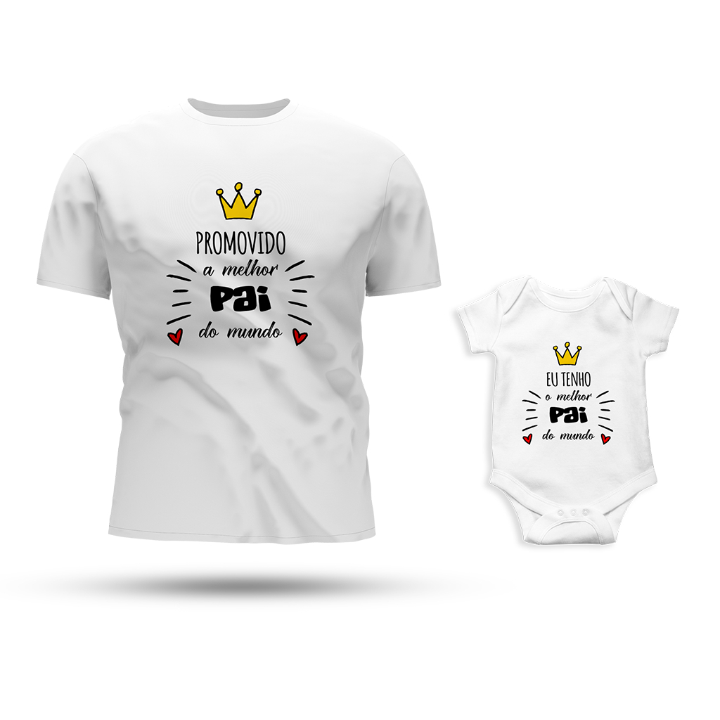 Kit 3 Peças Tal Pai, Tal Filho Tal Pai tal Filha Promovido a Melhor Pai do Mundo