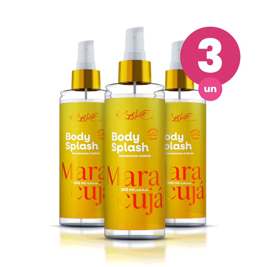 Kit 3 Body Splash Alta Fixação Maracujá 200ml Fragância Floral Belkit em Oferta na Shopee