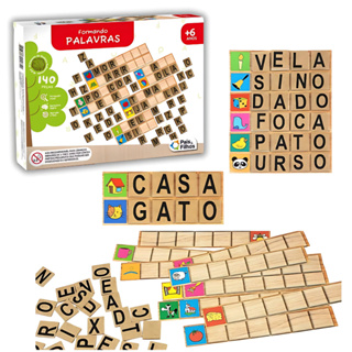 Jogo Educativo Formando Palavras 140  Letras Madeira - Pais e filhos em Oferta na Shopee