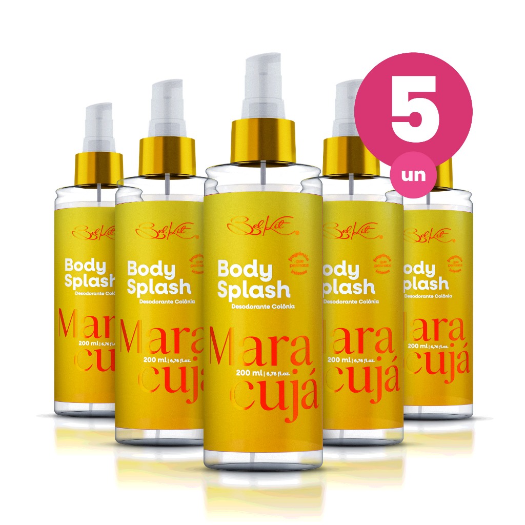 Kit 5 Body Splash Alta Fixação Maracujá 200ml Fragância Floral Belkit em Oferta na Shopee