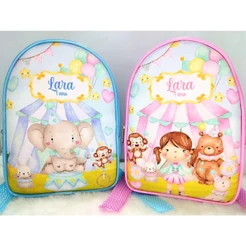 10 Mochilas Personalizadas – Lembrancinhas de Aniversário Tema Circo Unissex, bolsa circo personalizada.
