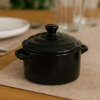 Mini Caçarola Cerâmica Preta Esmaltada 250ml Moderna Panelinha Para Festa Buffet Servir em Oferta na Shopee
