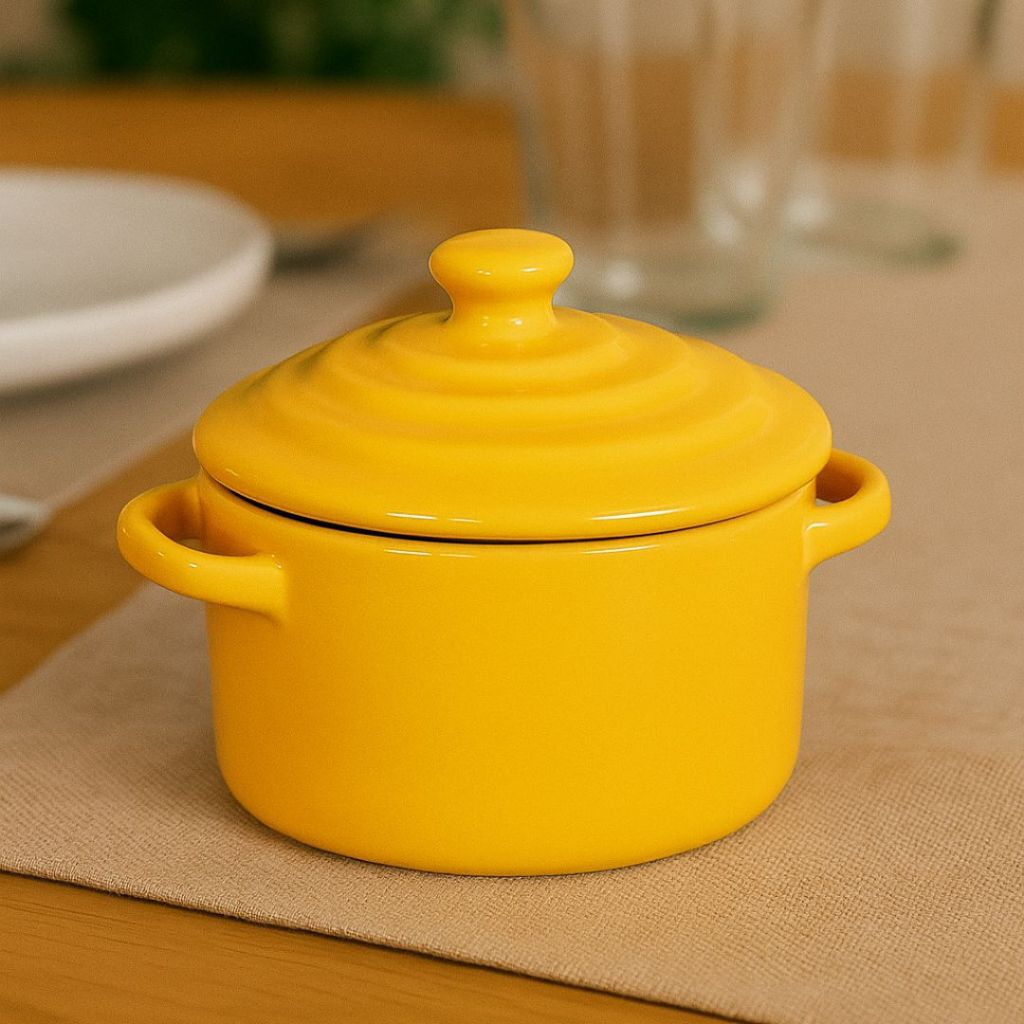 Mini Caçarola Cerâmica Amarela Esmaltada 250ml Moderna Panelinha Para Festa Buffet Servir em Oferta na Shopee