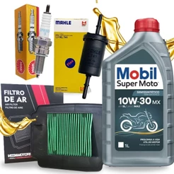 Kit Revisão Biz 125 / Biz 110i Mobil 10w30 Filtros e Vela Ngk