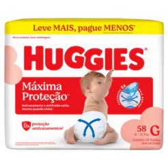 Fralda Infantil Huggies Supreme Care G Hiperzinha com 58 Unidades