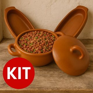 kit 3 Panela De Barro Com Travessa Feijoada Tropeiro de Alta Qualidade em Cerramica em Oferta na Shopee