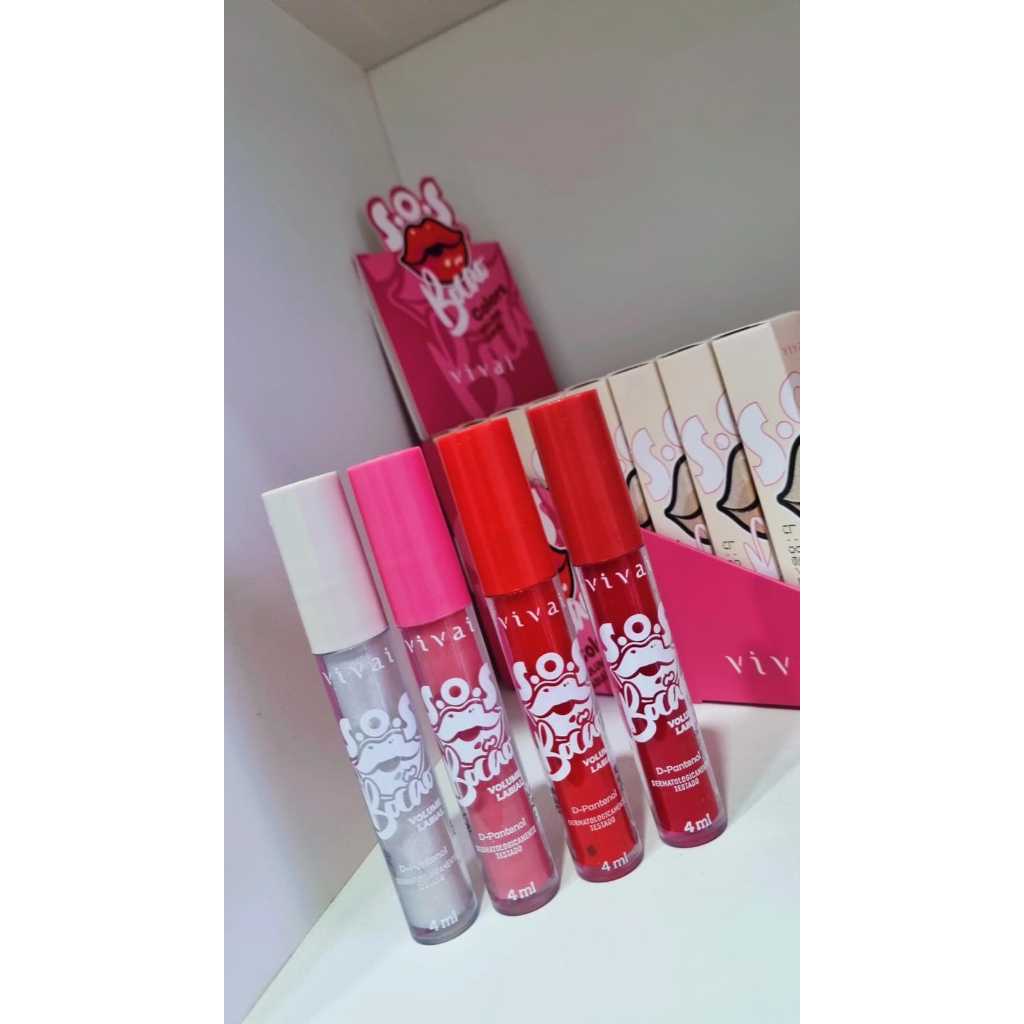 Gloss S.O.S Bocão Aumenta e Hidrata os Lábios Vivai Colors em Oferta na Shopee
