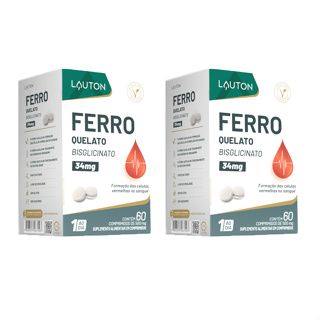 Kit 2x Ferro Quelato Bisglicinato 34mg (60 Comprimidos) - Lauton em Oferta na Shopee
