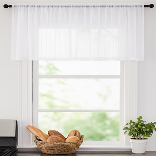 Cortina Bando Cozinha 2,00x0,50 Linho Voil Varão Passante - 1 Parte em Oferta na Shopee