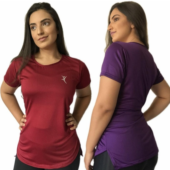 Kit 2 Blusa Academia Feminina Tapa Bumbum Long Line Dry Fit Camiseta Sobre Legging