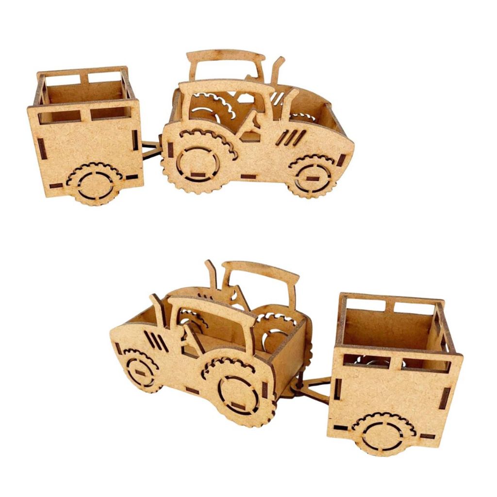 Kit 5 cachepot trator com carretinha mdf cru 21 cm porta doce lembrancinha festa country fazendinha
