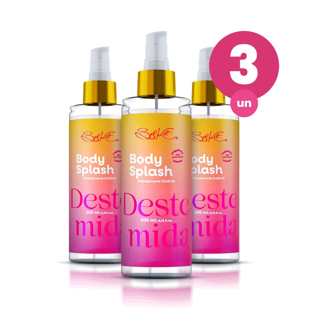 Kit 3 Body Splash Destemida Alta Fixação 200ml Fragância Floral e Refrescante Belkit