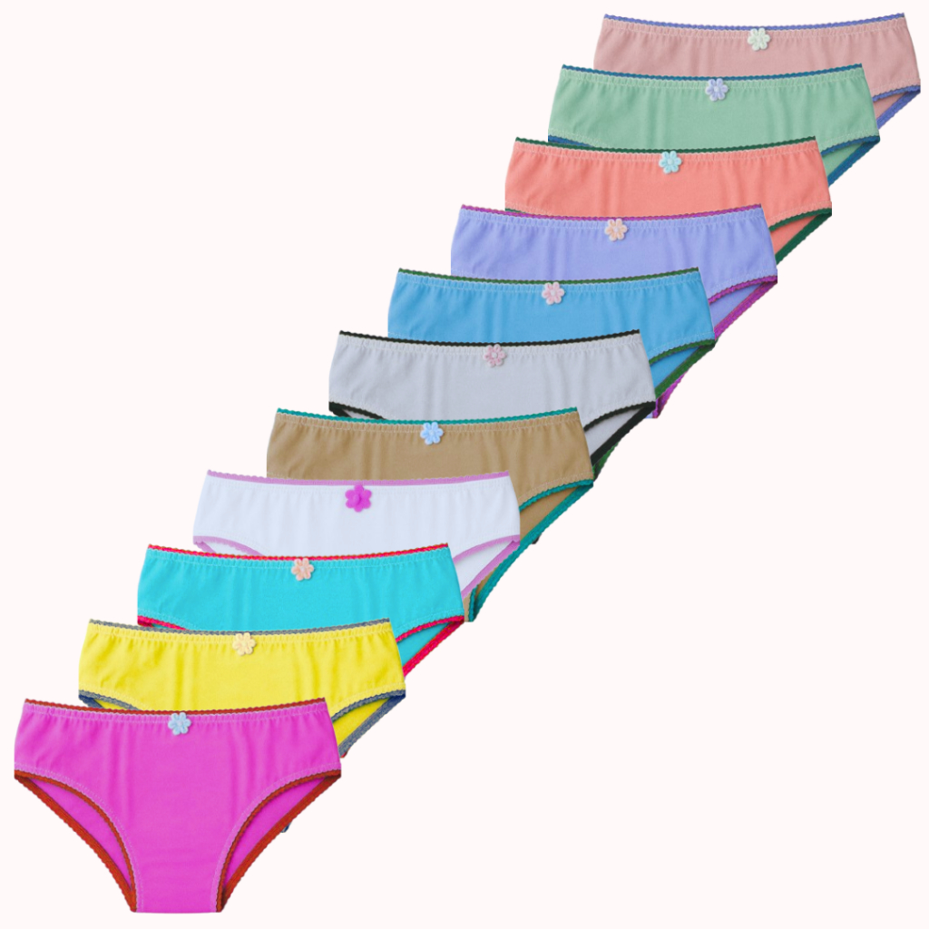 Kit 10 Calcinha Infantil De 01 a 12 Anos 100% Algodão De Menina Criança em Oferta na Shopee