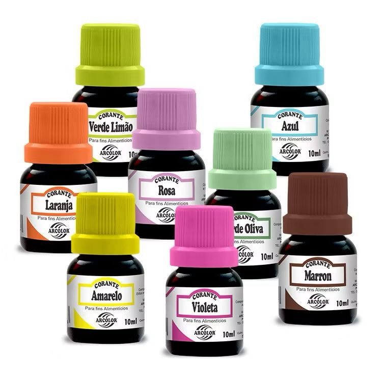 3un CORANTE LÍQUIDO ALIMENTÍCIO ARCOLOR 10ml DIVERSAS CORES BOLOS DOCES CONFEITARIA em Oferta na Shopee