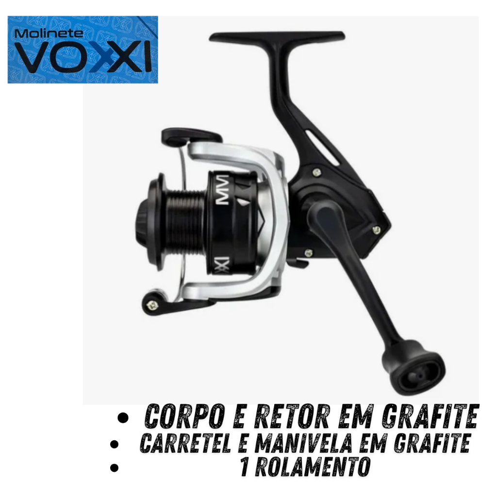 Molinete De Pesca Voxxi 1 Rolamento Manivela Direito/Esquerdo Tração 3kg Resistente