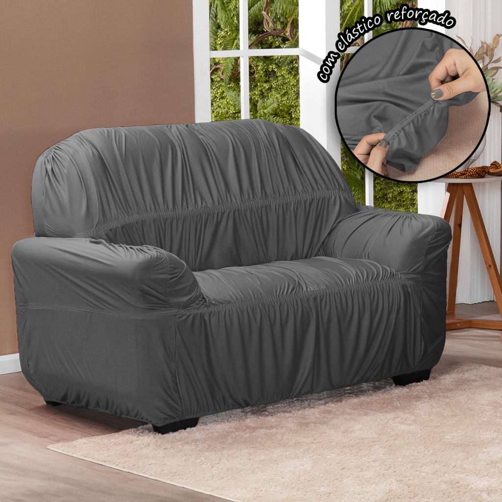 Capa De Sofá Avulsa 2 Lugares Em Malha 21 Elásticos