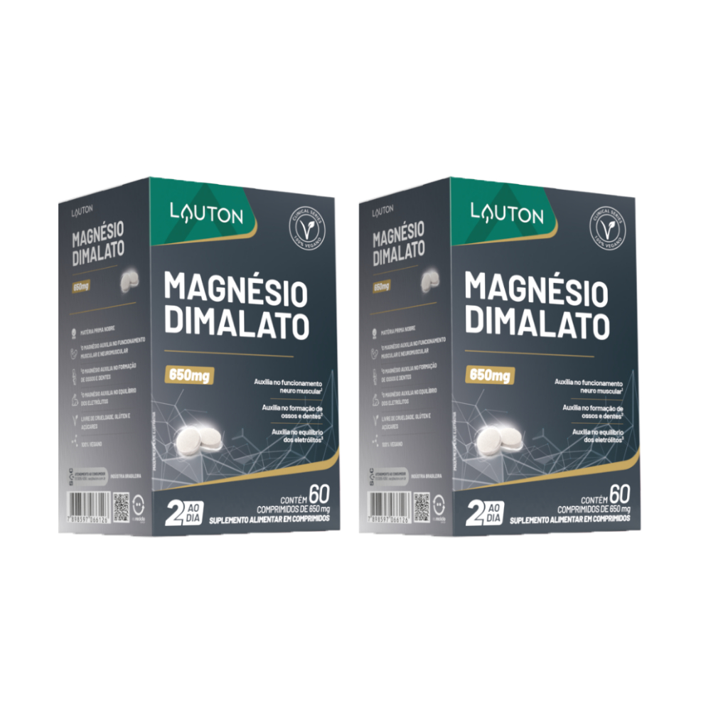 Kit 2x Magnésio Dimalato 650mg por porção (60 cápsulas) - Lauton em Oferta na Shopee