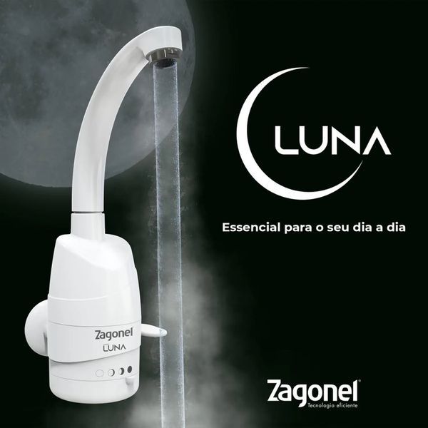 Torneira Elétrica Luna Zagonel 220V 5500W De Parede Branca Para Cozinha Original