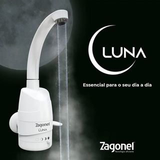 Torneira Elétrica Luna Zagonel 220V 5500W De Parede Branca Para Cozinha Original