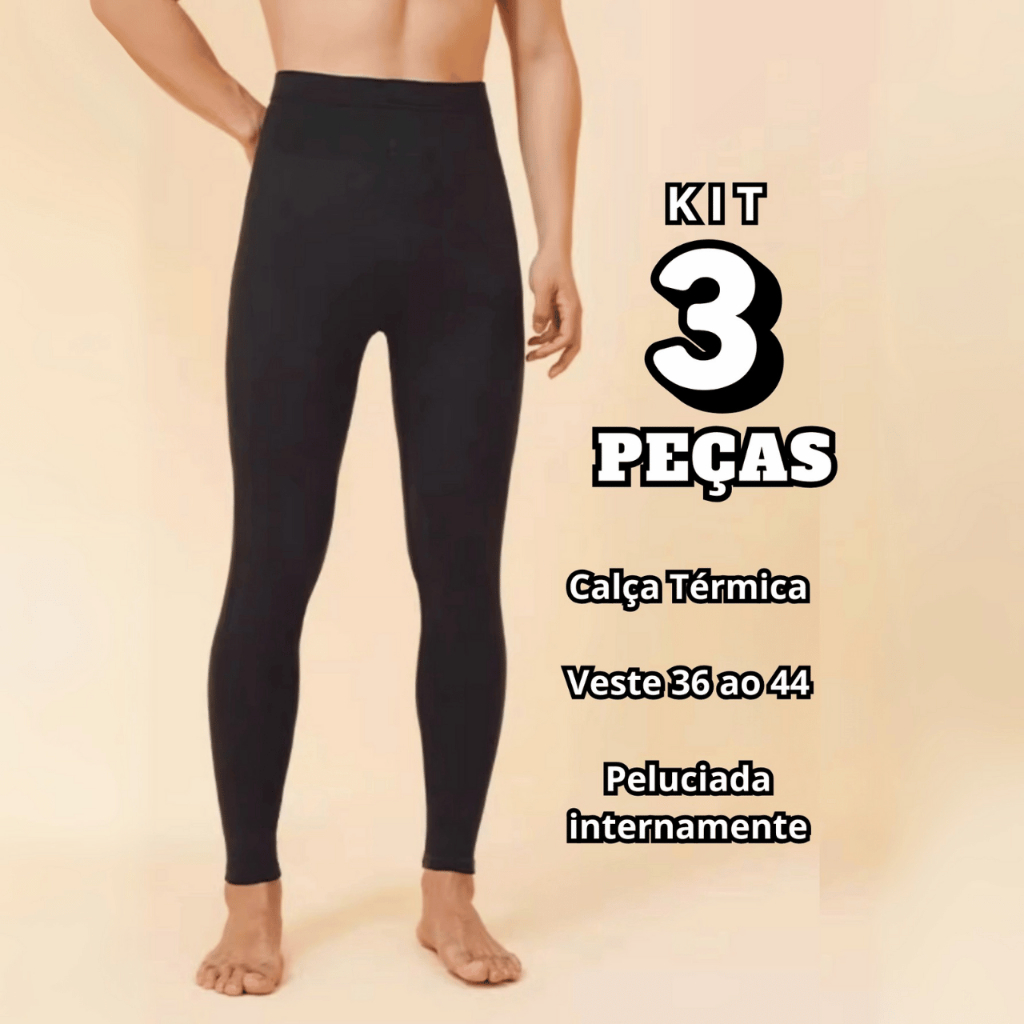 3 Meia Calça Termica Flanelada Masculina Peluciad ...