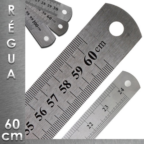 Régua Aço Inox 600mm Escala Polegadas 24 Projetista Profissional Projetista Costureira Lanmax/ NYBC
