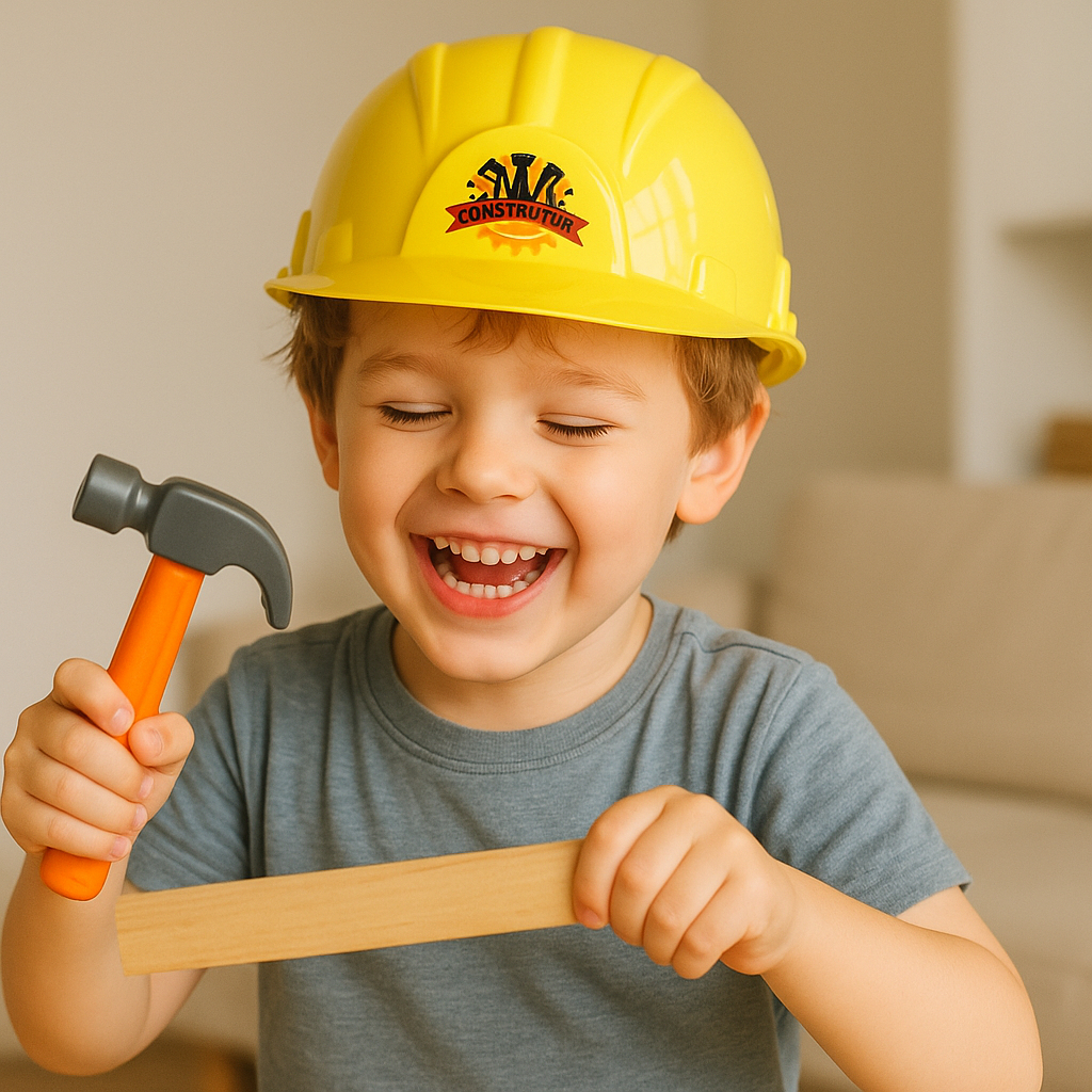 Capacete Infantil Construtor Fantasia Boné Chapéu Festa Brinquedo Criança Infantil