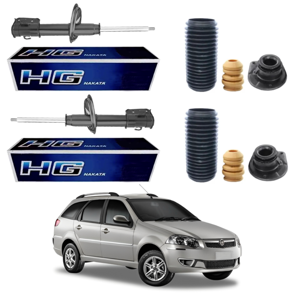 PAR AMORTECEDOR DIANTEIRO PALIO WEEKEND 2001 A 2016 ORIGINAL NAKATA + KITS