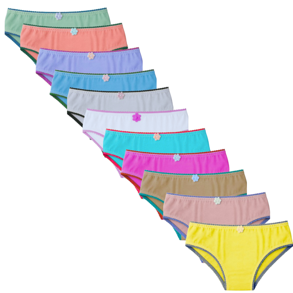 12 Calcinhas Menina Feminina Infantil Algodão Atacado Revenda Cores Variadas em Oferta na Shopee