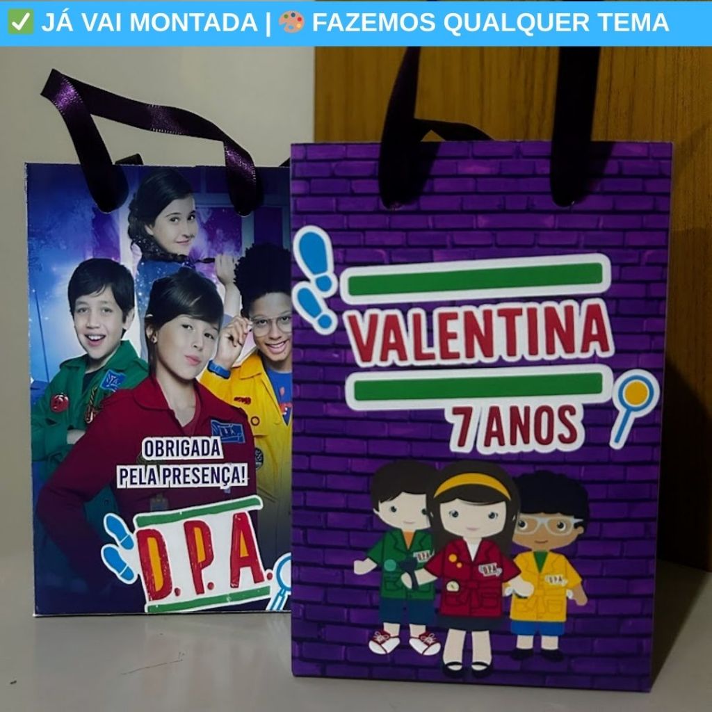 Sacolinha Surpresa Personalizada DPA Detetives do Predio Azul ROXO Festa | Lembrancinha Aniversário