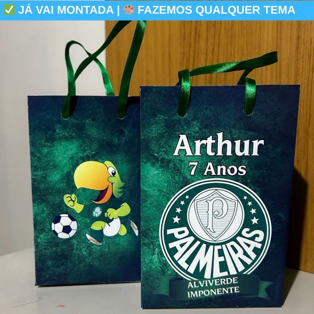 Sacolinha Surpresa Personalizada Palmeiras Festa Infantil | Lembrancinha Aniversário Criança Temas