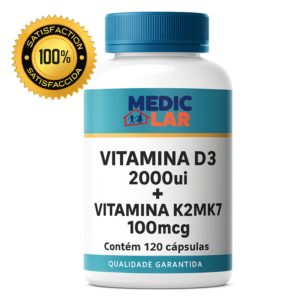 Vitamina D3 2000ui com Vitamina K2 MK7 Medic Lar - 60 ou 120 cápsulas em Oferta na Shopee