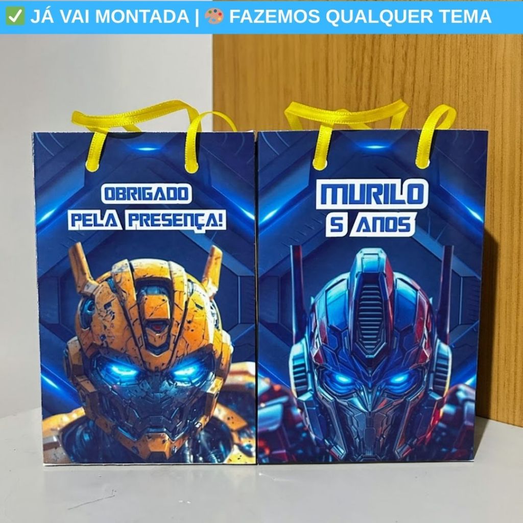 Sacolinha Surpresa Personalizada Transformers Festa Infantil Lembrancinha Aniversário Criança Temas